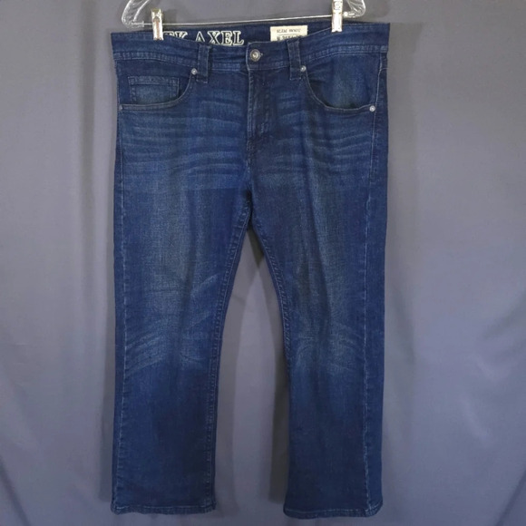 T.K. Axel Slim Boot Jeans Dark Wash Size 34x30 Western Heritage Rugged - Picture 1 of 8
